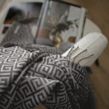 Etniczny koc 100% baby alpaca stalowo-szary