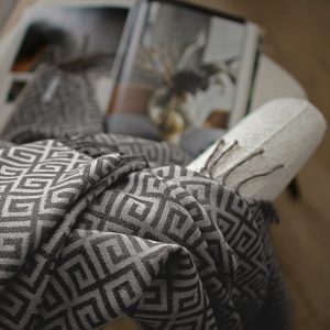Etniczny koc 100% baby alpaca stalowo-szary