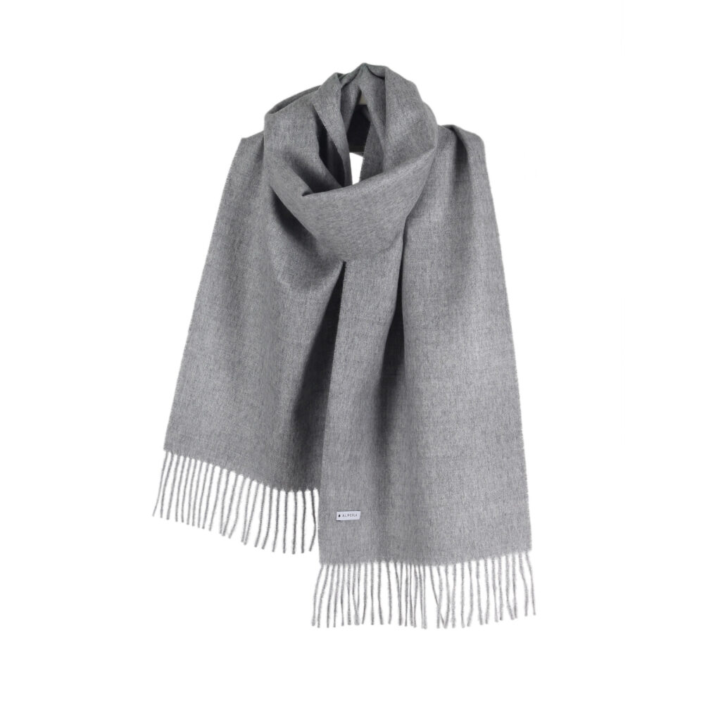Szary szal z alpaki classic gray 100% baby alpaca