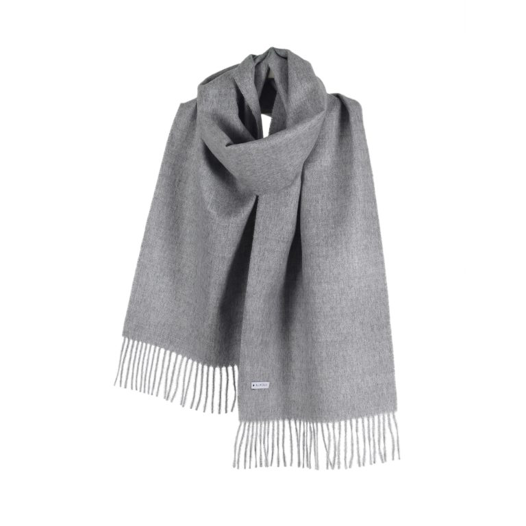 Szary szal z alpaki classic gray 100% baby alpaca